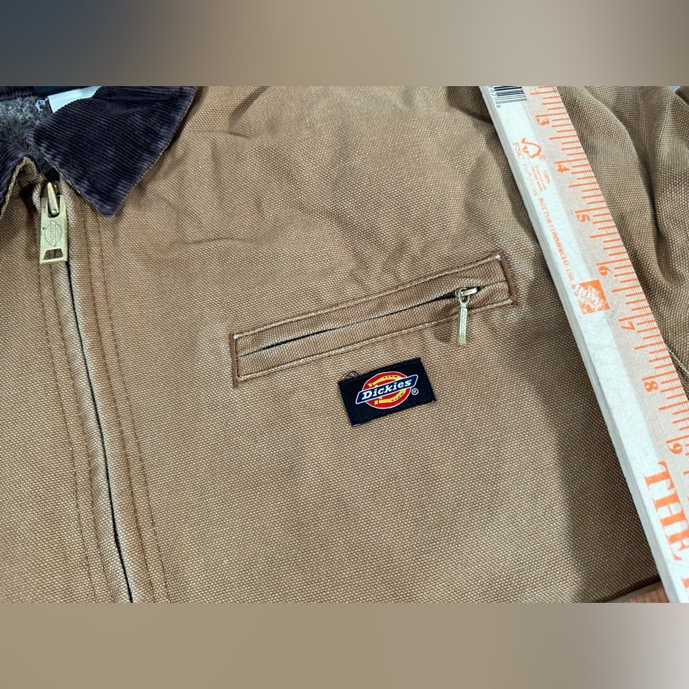 Dickies Detroit Full Zip Blanket Lined Workwear Large Cropped Tan Jacket Flawed - Picture 5 of 15